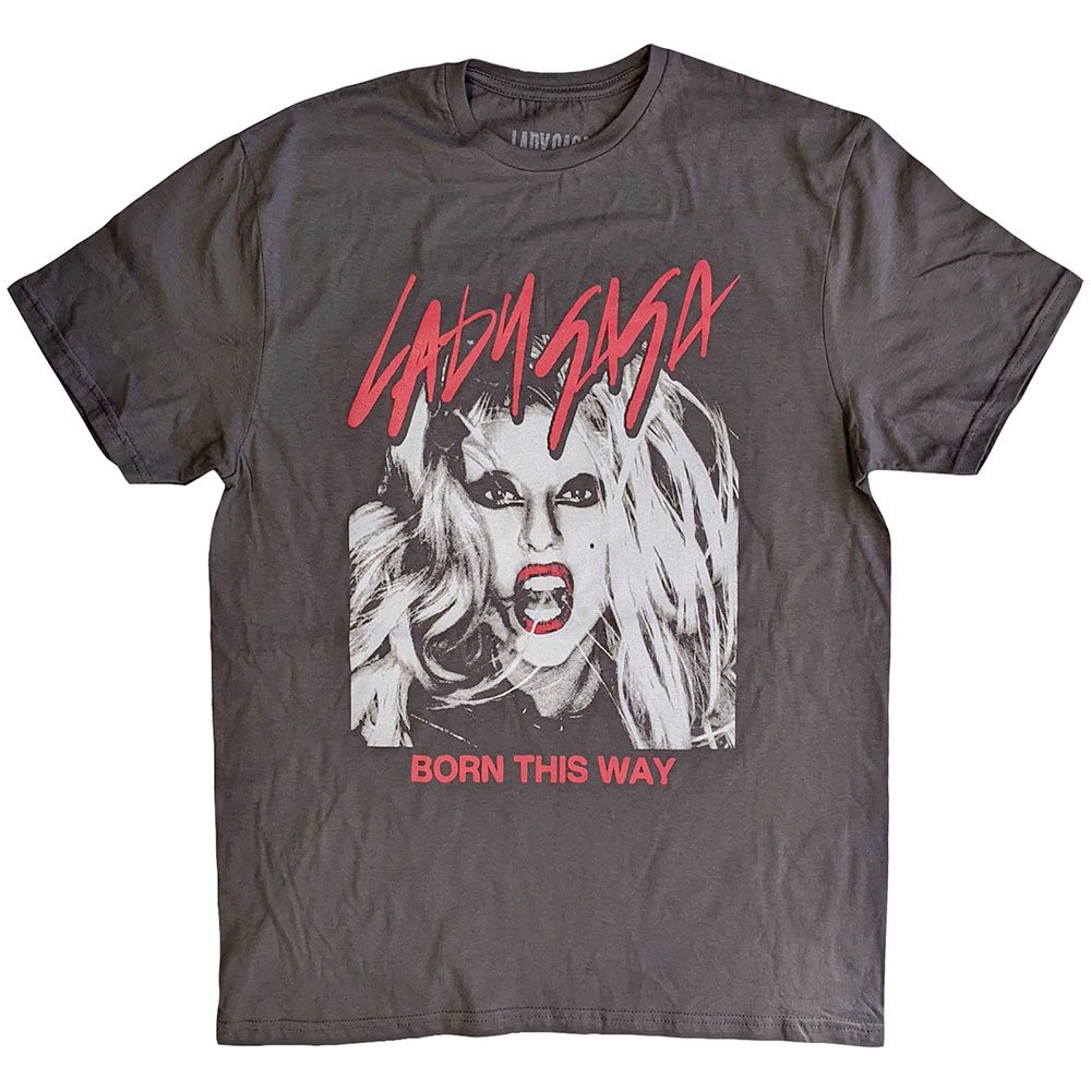 Lady Gaga - Born This Way Photo Heren Tshirt - Grijs